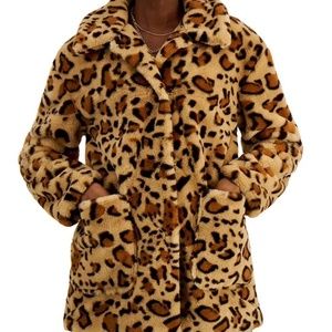 Leopard Print Faux-Fur Coat